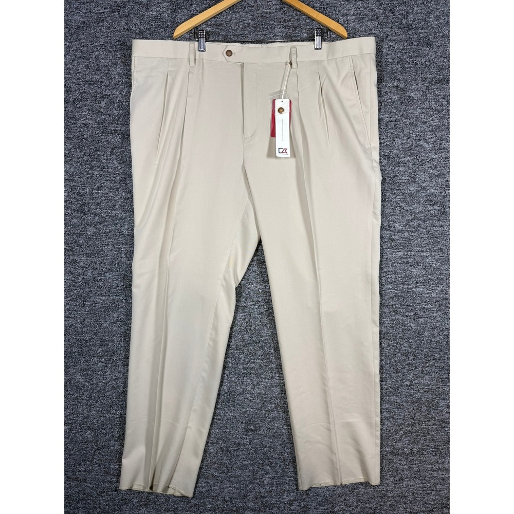 2 PAIR Cutter & Buck Mens Pleated Dress Pants Khaki & Blue New - Unhemmed